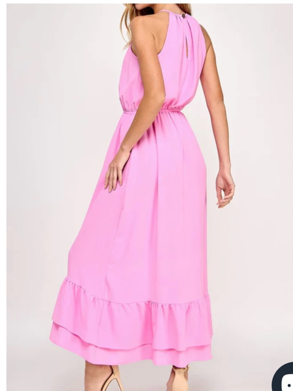 Sleeveless Pink Halter Maxi Dress large 2 Hearts - Picture 9 of 12